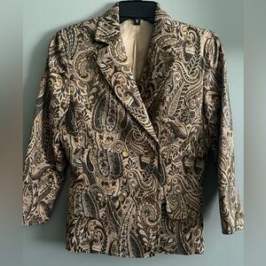 Express paisley Gold long sleeve button up blazer jacket size 4
